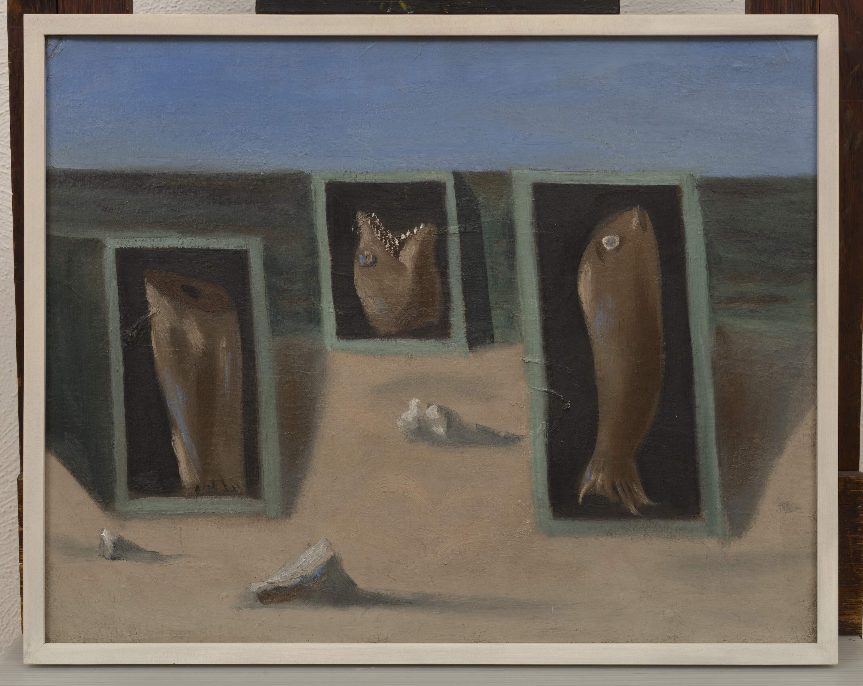 Adolph Gottlieb, "Boxes on the Beach," c. 1938. (© 2026 Adolph and Esther Gottlieb Foundation / Licensed by VAGA at Artists Rights Society (ARS), NY)