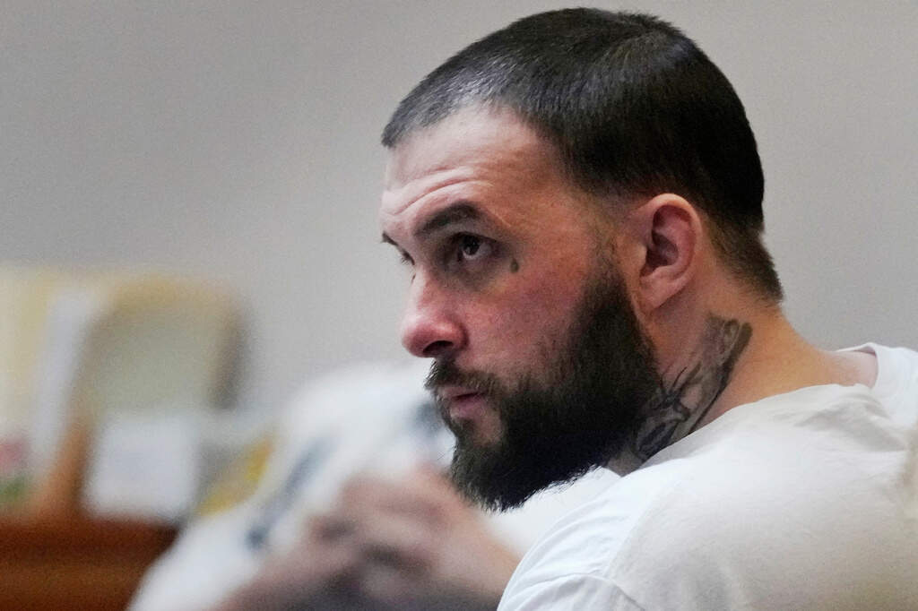 Adam Montgomery listens during his sentencing hearing at Hillsborough Superior Court, May 9, 2024, in Manchester, N.H. (Charles Krupa/AP, File)