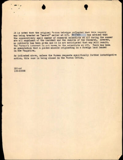 An official memo addressed to the Director of the FBI from July 1947. (U.S. Department of Defense)