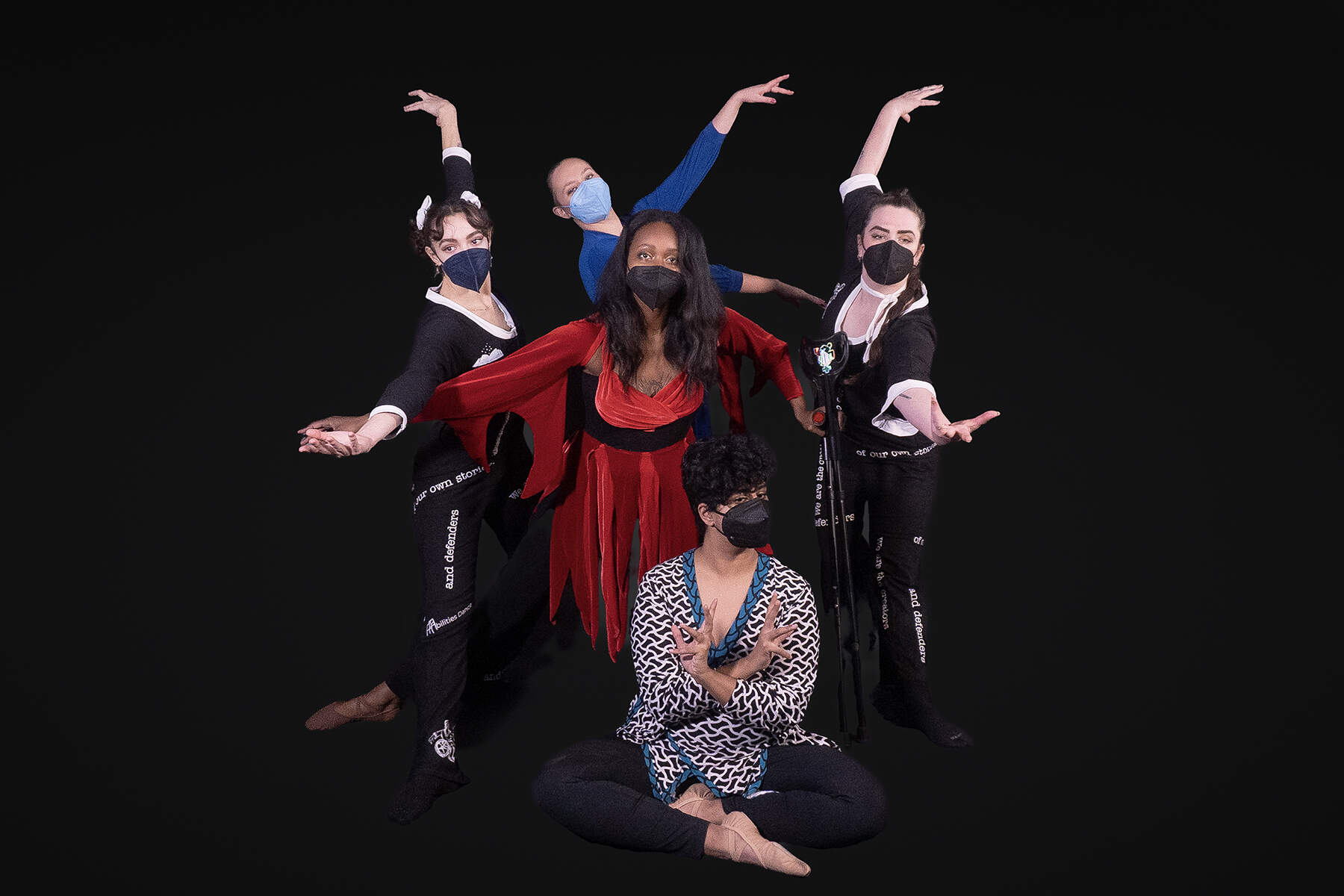 Abilities Dance Boston dancers with founder/executive and artistic director Ellice Patterson (center) in a promotional image for "Firebird Part 2." (Courtesy Jaypix/Abilities Dance Boston)