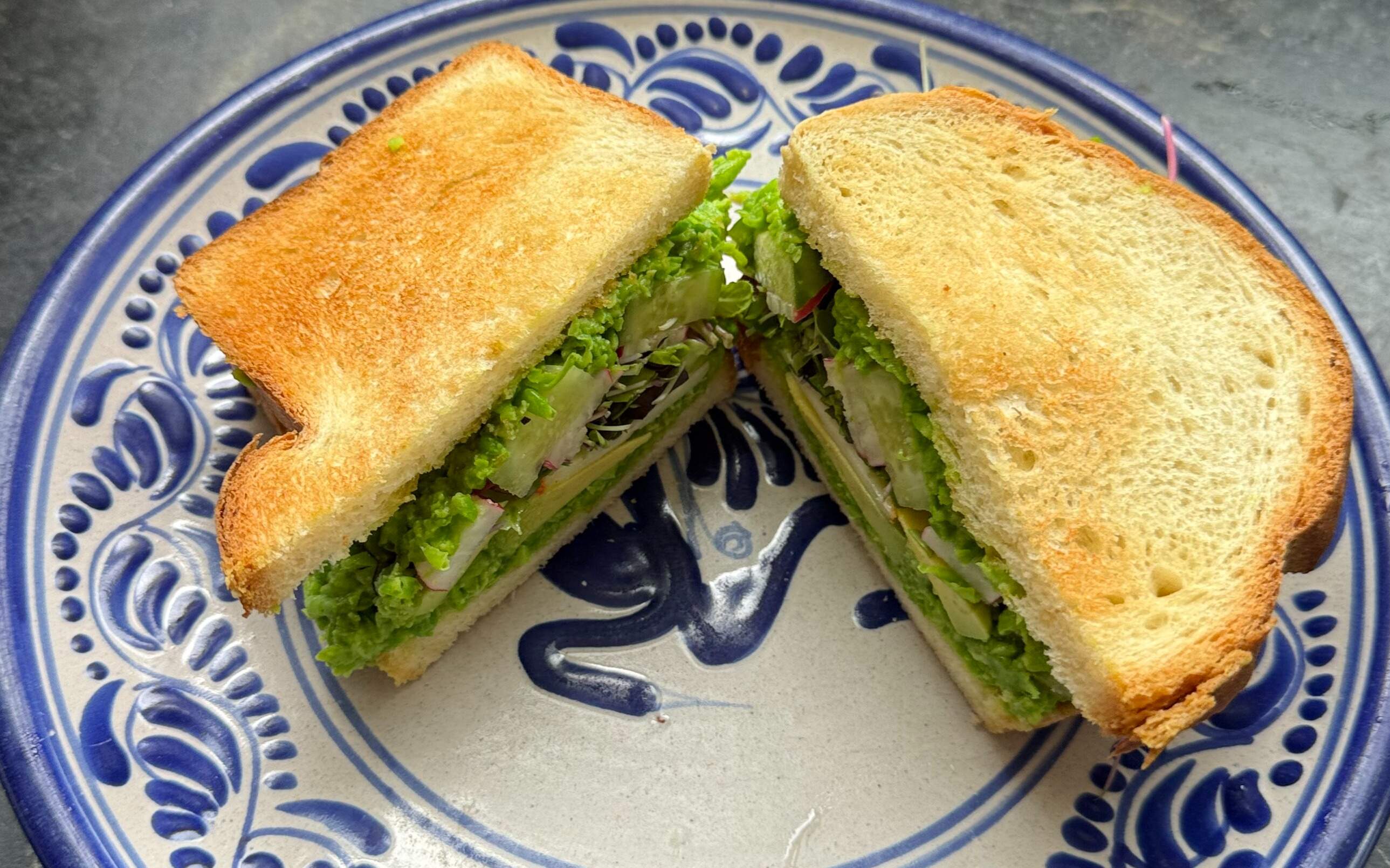 Hippie vegetable sandwich. (Kathy Gunst/Here & Now)