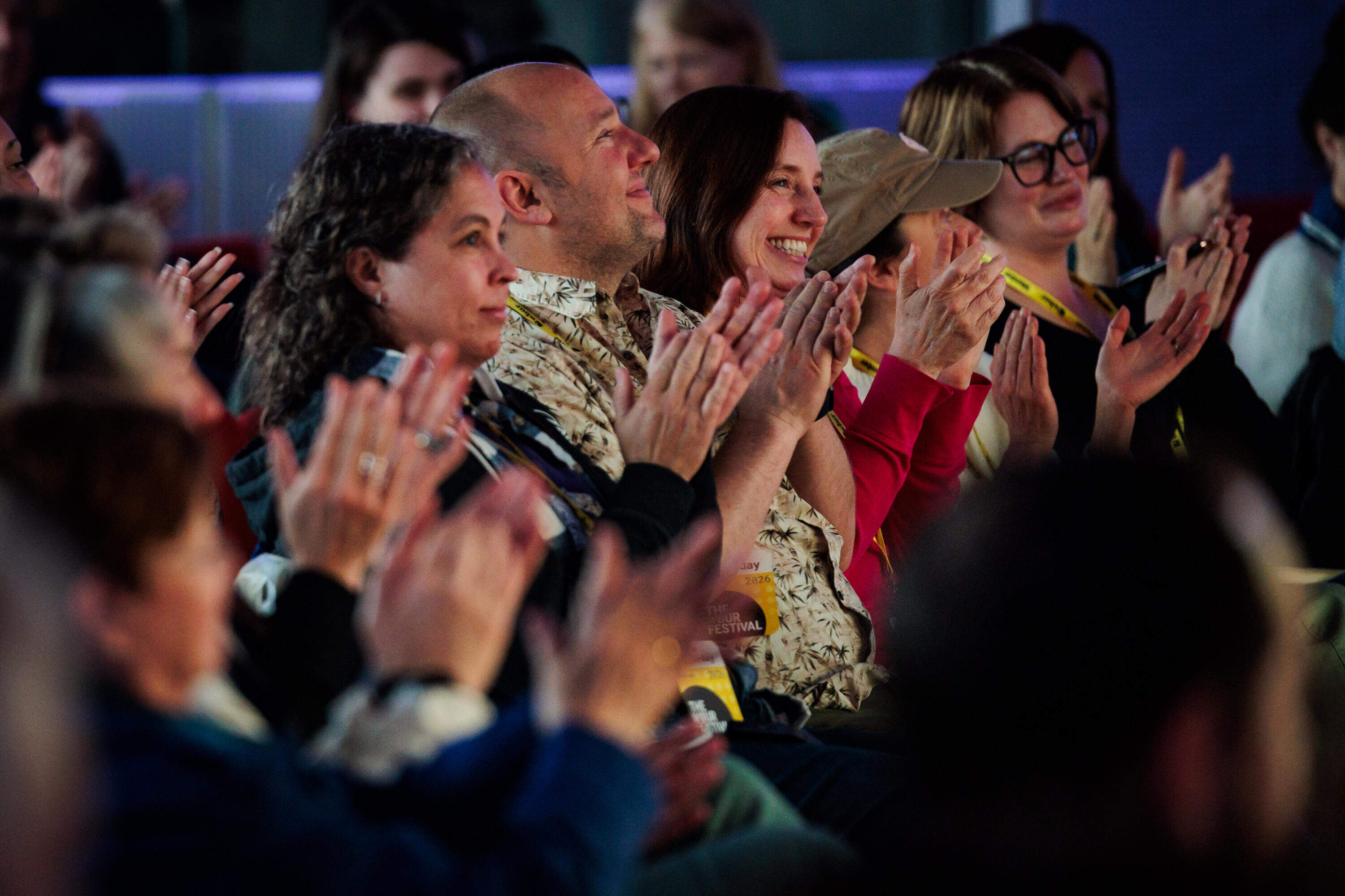 Audience members applaud during a session at The WBUR Festival on May 29. (Nick Grace/Bolt Creative Group for WBUR)